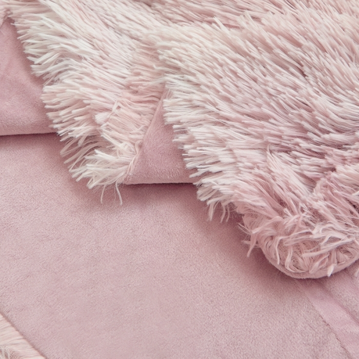 91家纺网 家纺一手货源 找家纺 品尚嘉 水貂绒毛毯长毛绒法莱绒双层跨境外贸毯子 扎染-豆沙