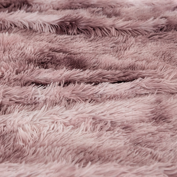 91家纺网 家纺一手货源 找家纺 品尚嘉 水貂绒毛毯长毛绒法莱绒双层跨境外贸毯子 扎染-豆沙