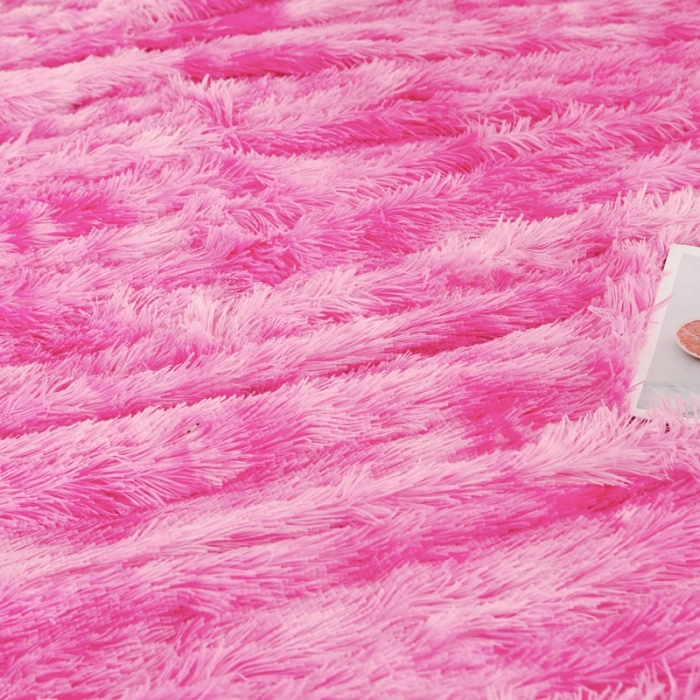 91家纺网 家纺一手货源 找家纺 品尚嘉 水貂绒毛毯长毛绒法莱绒双层跨境外贸毯子 扎染-粉色