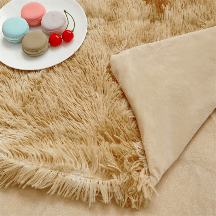 91家纺网 家纺一手货源 找家纺 品尚嘉 水貂绒毛毯长毛绒法莱绒双层跨境外贸毯子 扎染-黄棕