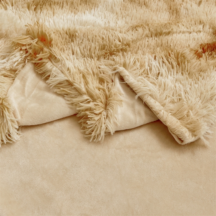 91家纺网 家纺一手货源 找家纺 品尚嘉 水貂绒毛毯长毛绒法莱绒双层跨境外贸毯子 扎染-黄棕