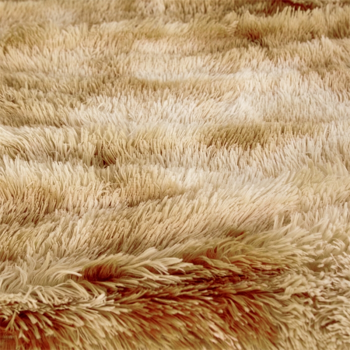 91家纺网 家纺一手货源 找家纺 品尚嘉 水貂绒毛毯长毛绒法莱绒双层跨境外贸毯子 扎染-黄棕