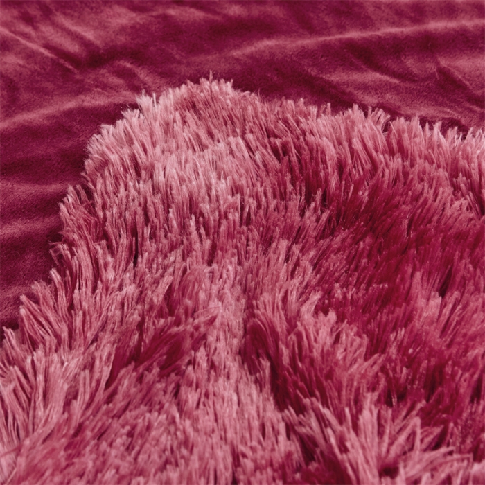 91家纺网 家纺一手货源 找家纺 品尚嘉 水貂绒毛毯长毛绒法莱绒双层跨境外贸毯子 扎染-酒红