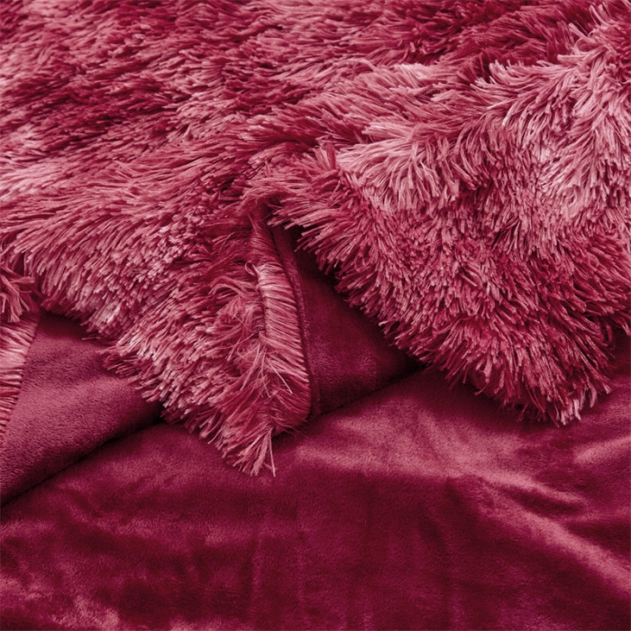 91家纺网 家纺一手货源 找家纺 品尚嘉 水貂绒毛毯长毛绒法莱绒双层跨境外贸毯子 扎染-酒红