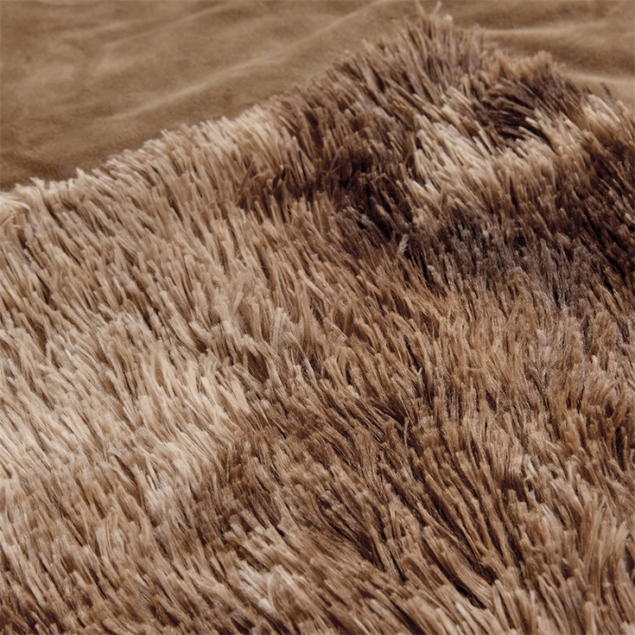 91家纺网 家纺一手货源 找家纺 品尚嘉 水貂绒毛毯长毛绒法莱绒双层跨境外贸毯子 扎染-咖啡