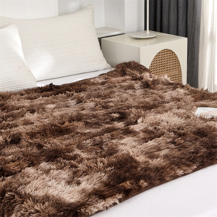 91家纺网 家纺一手货源 找家纺 品尚嘉 水貂绒毛毯长毛绒法莱绒双层跨境外贸毯子 扎染-咖啡