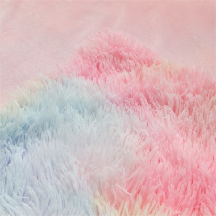 91家纺网 家纺一手货源 找家纺 品尚嘉 水貂绒毛毯长毛绒法莱绒双层跨境外贸毯子 扎染-七彩