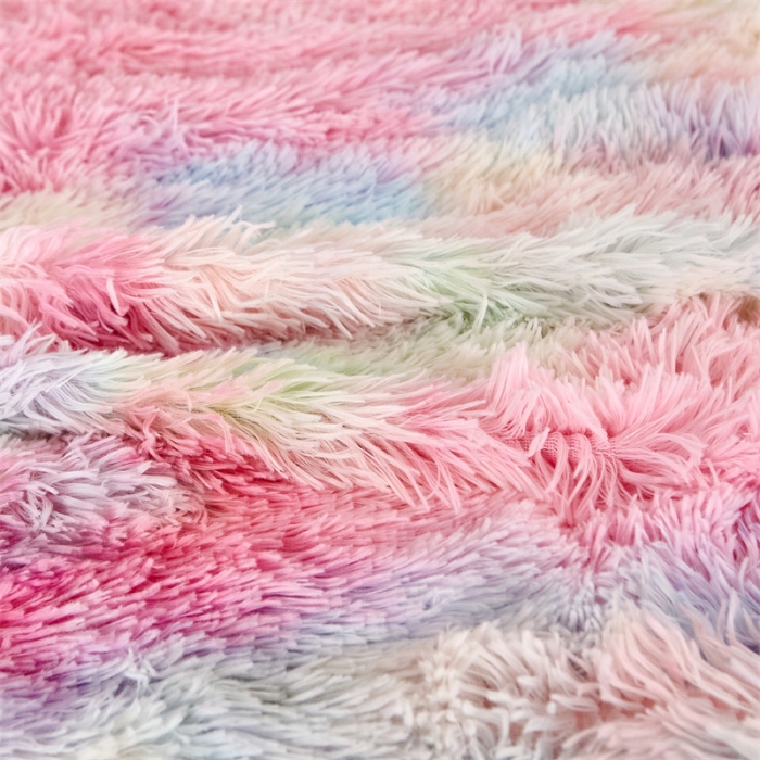 91家纺网 家纺一手货源 找家纺 品尚嘉 水貂绒毛毯长毛绒法莱绒双层跨境外贸毯子 扎染-七彩