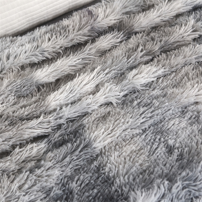 91家纺网 家纺一手货源 找家纺 品尚嘉 水貂绒毛毯长毛绒法莱绒双层跨境外贸毯子 扎染-浅灰