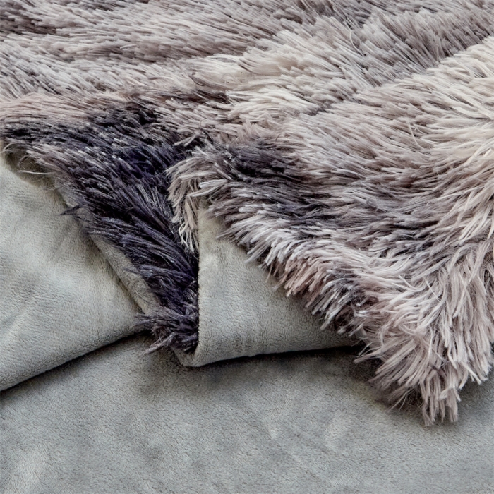 91家纺网 家纺一手货源 找家纺 品尚嘉 水貂绒毛毯长毛绒法莱绒双层跨境外贸毯子 扎染-深灰