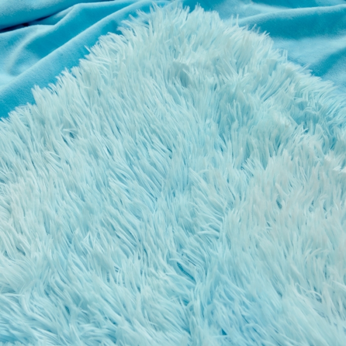 91家纺网 家纺一手货源 找家纺 品尚嘉 水貂绒毛毯长毛绒法莱绒双层跨境外贸毯子 扎染-水蓝