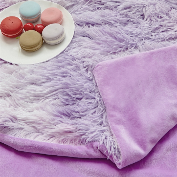 91家纺网 家纺一手货源 找家纺 品尚嘉 水貂绒毛毯长毛绒法莱绒双层跨境外贸毯子 扎染-紫色