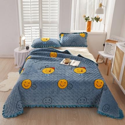 91家纺网 家纺一手货源 找家纺 金窝窝家纺 2024新款牛奶绒床盖套件 美好心情