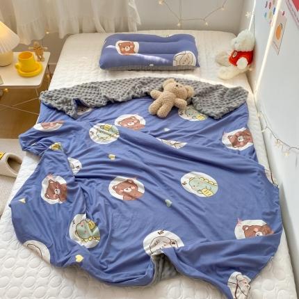 91家纺网 家纺一手货源 找家纺 希诺家居新款多功能被套盖毯针织棉宝宝盖毯有拉链可拆洗圈圈恐龙