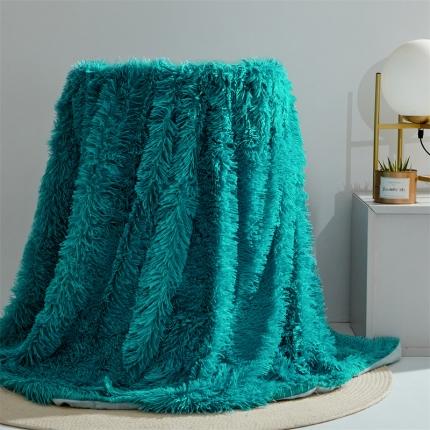 91家纺网 家纺一手货源 找家纺 品尚嘉2025水貂绒毛毯长毛绒法莱绒双层跨境外贸毯子 孔雀兰