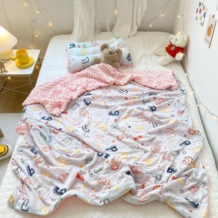 91家纺网 家纺一手货源 找家纺 希诺家居新款多功能被套盖毯针织棉宝宝盖毯有拉链可拆洗字母世界