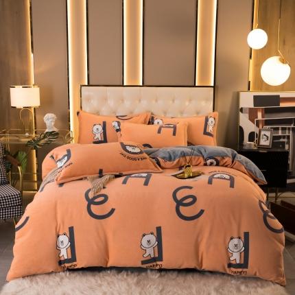 91家纺网 家纺一手货源 找家纺 (总）苹果星2021新款臻棉绒四件套牛奶绒四件套