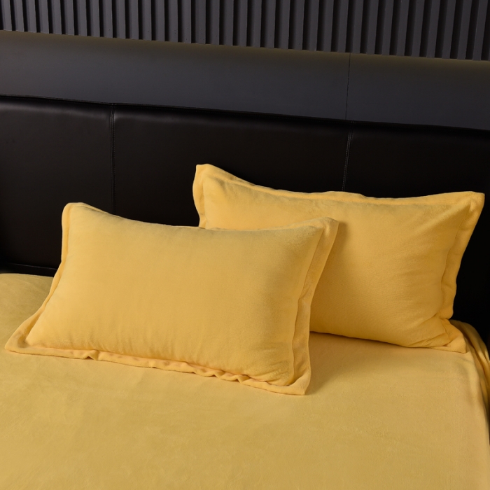 91家纺网 家纺一手货源 找家纺 简爱 2025新款高克重简单款牛奶绒刺绣四件套 羽毛-鹅黄