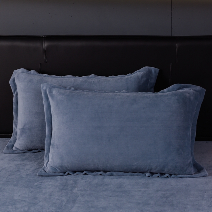 91家纺网 家纺一手货源 找家纺 简爱 2025新款高克重简单款牛奶绒刺绣四件套 羽毛-蓝灰