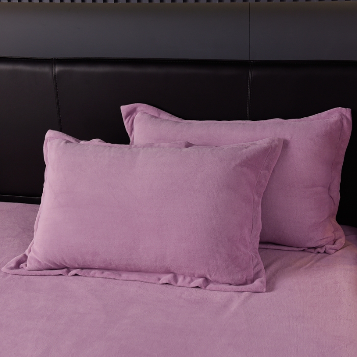 91家纺网 家纺一手货源 找家纺 简爱 2025新款高克重简单款牛奶绒刺绣四件套 羽毛-浅紫