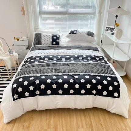 91家纺网 家纺一手货源 找家纺 （总）婳庭 2021新款黑白拼接款四件套