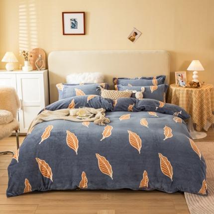 91家纺网 家纺一手货源 找家纺 总凡客 2021秋冬新款总重3.8kg高克重牛奶绒印花四件套