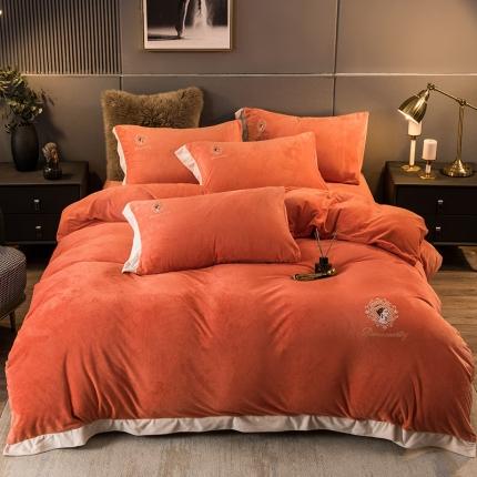 91家纺网 家纺一手货源 找家纺 （总）凡客2021秋冬新款水晶绒绣花四件套-居里夫人