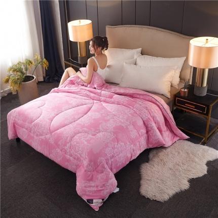 易博 热卖全棉印花夏被冬被春秋被子夏凉被 牡丹花开-粉