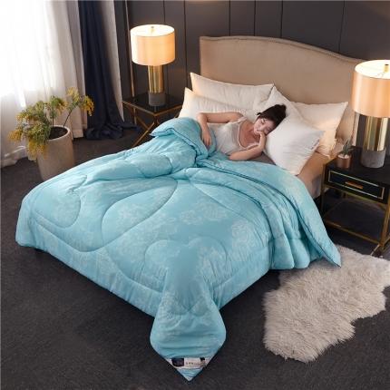 易博 热卖全棉印花夏被冬被春秋被子夏凉被 牡丹花开-蓝