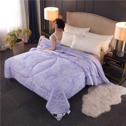 易博 热卖全棉印花夏被冬被春秋被子夏凉被 牡丹花开-紫