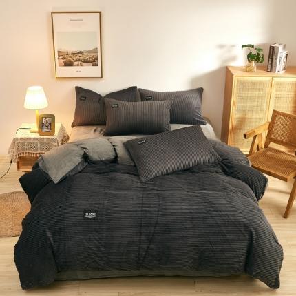 91家纺网 家纺一手货源 找家纺 爱洛家纺 2021新款保暖魔法绒四件套 灰色