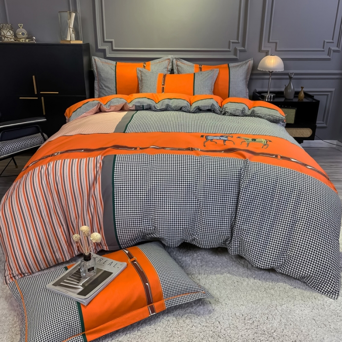 91家纺网 家纺一手货源 找家纺 金爱家 2021新款大版13372条格简约单品系列 奥斯丁