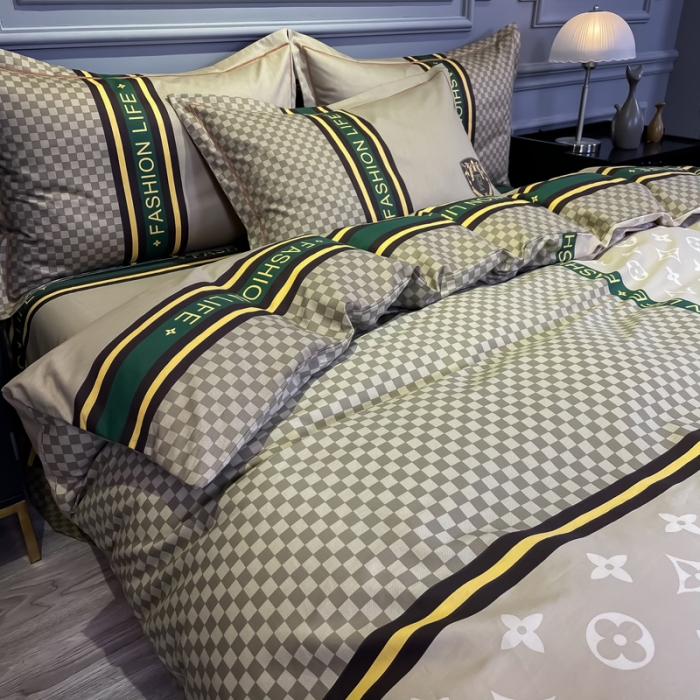 91家纺网 家纺一手货源 找家纺 金爱家 2021新款大版13372条格简约单品系列 加州咖