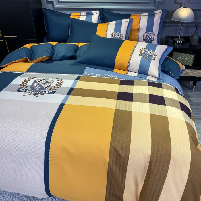 91家纺网 家纺一手货源 找家纺 金爱家 2021新款大版13372条格简约单品系列 摩登