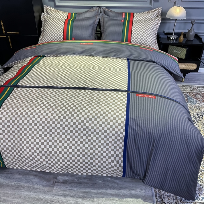 91家纺网 家纺一手货源 找家纺 金爱家 2021新款大版13372条格简约单品系列 温情北欧