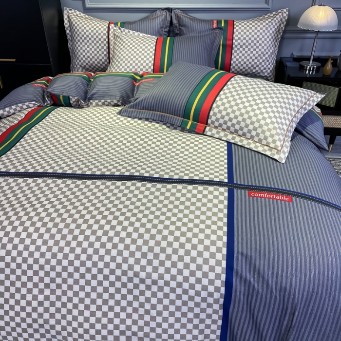 91家纺网 家纺一手货源 找家纺 金爱家 2021新款大版13372条格简约单品系列 温情北欧