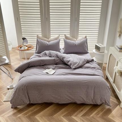 91家纺网 家纺一手货源 找家纺 雅珺 2022新款网红爆款全棉色织水洗棉四件套AA版 紫色