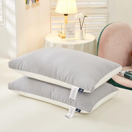 梵希良品 2021新款小提花地中海拼色枕芯枕头 浅灰色
