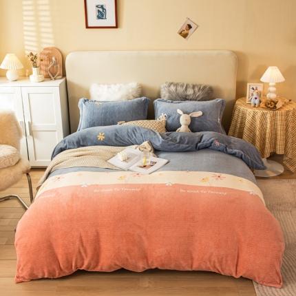 91家纺网 家纺一手货源 找家纺 凡客2021秋冬总重3.8kg高克重牛奶绒印花四件套简单时光