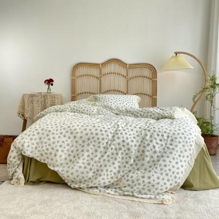 91家纺网 家纺一手货源 找家纺 （总）源启 2021新款复古花边双层纱全棉四件套纯棉