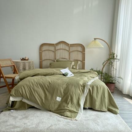 91家纺网 家纺一手货源 找家纺 （总）源启 2021新款复古花边双层纱全棉四件套纯棉