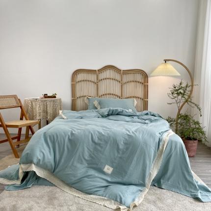 91家纺网 家纺一手货源 找家纺 （总）源启 2021新款复古花边双层纱全棉四件套纯棉