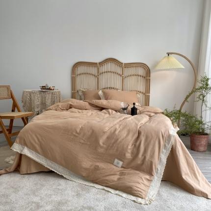 91家纺网 家纺一手货源 找家纺 （总）源启 2021新款复古花边双层纱全棉四件套纯棉