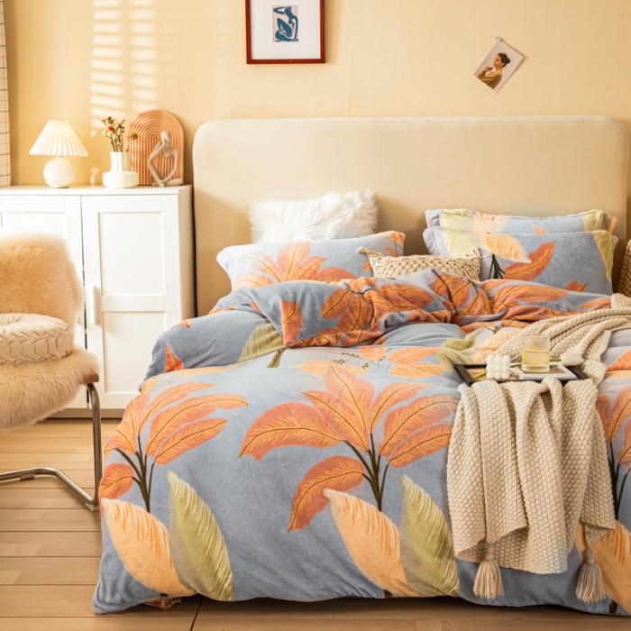 91家纺网 家纺一手货源 找家纺 凡客2021秋冬总重3.8kg高克重牛奶绒印花四件套情定加州