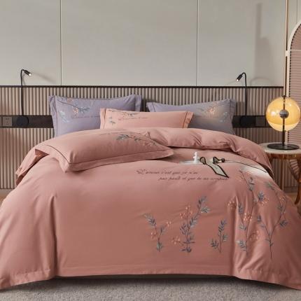 91家纺网 家纺一手货源 找家纺 （总）惠居家 全棉磨毛绣花四件套 樱花系列