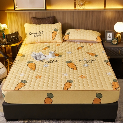 91家纺网 家纺一手货源 找家纺 牛奶绒床笠床罩单件防滑固定加厚全包床单防尘罩席梦思床垫保护套