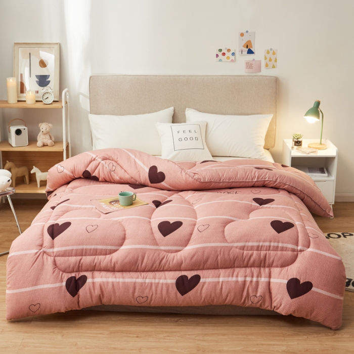 91家纺网 家纺一手货源 找家纺 畅销被业2021新款印花冬被被子被芯 粉红甜心