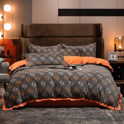 91家纺网 家纺一手货源 找家纺 总-芯贝儿 2021轻奢风宽边加厚牛奶绒保暖四件套宝宝绒被套