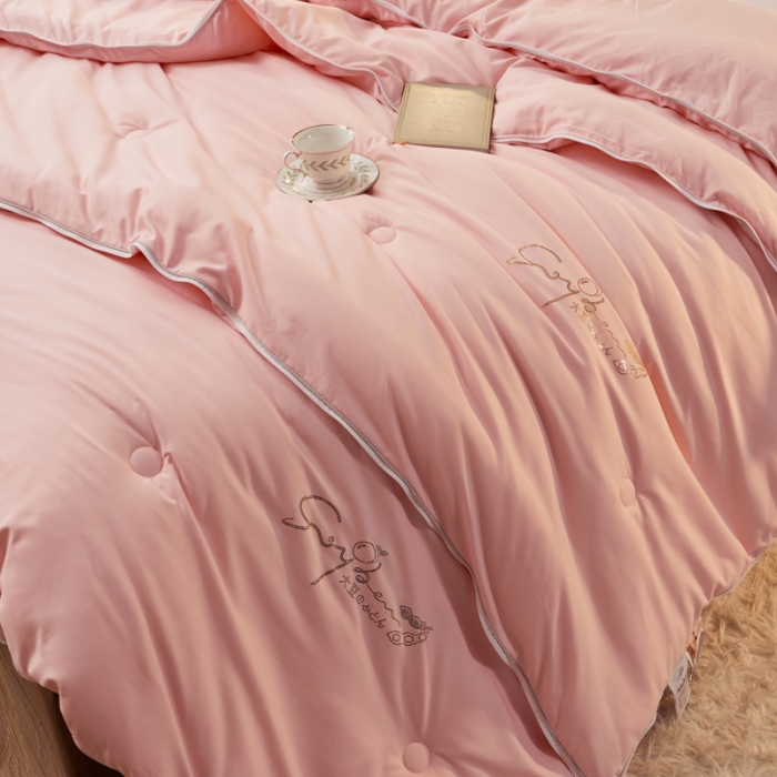 91家纺网 家纺一手货源 找家纺 慕尚 2022新款亲肤二合一大豆子母被镶钻款 大豆粉