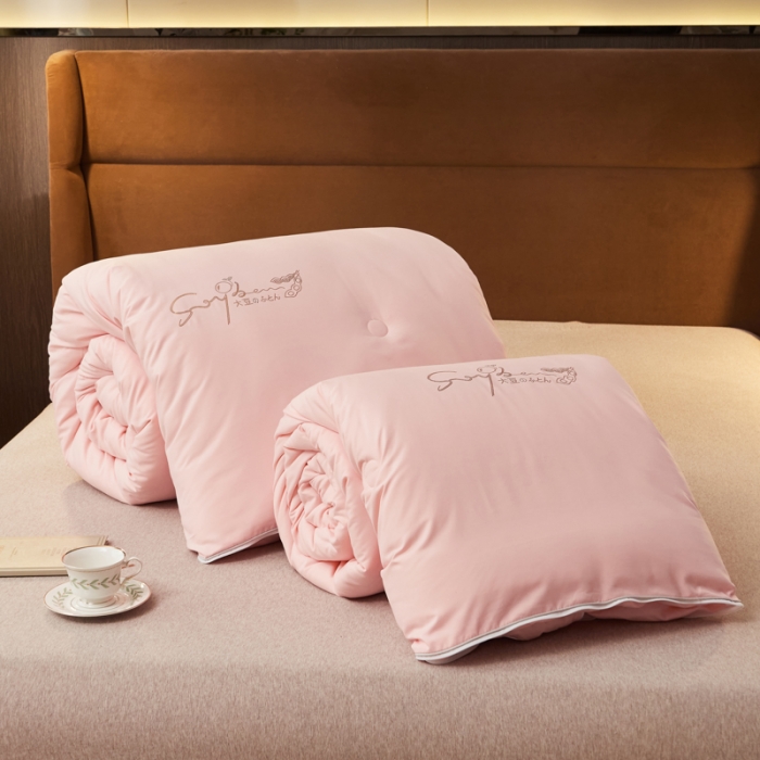 91家纺网 家纺一手货源 找家纺 慕尚 2022新款亲肤二合一大豆子母被镶钻款 大豆粉